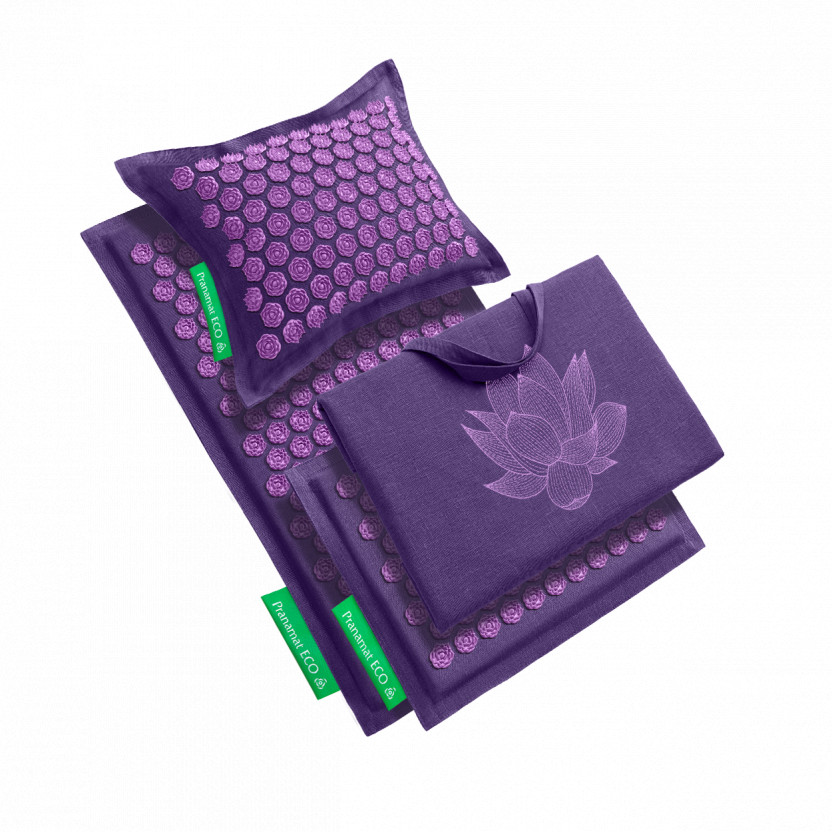 Pranamat ECO Set (Mat + Kussen + Mini + Grote Tas) Violet & Violet